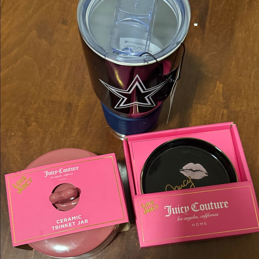 Juicy Couture Pink and Blue Ceramic Jar and Tumbler Set